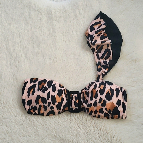 Leopard Ruffle Strap Bandeau High Waist Bikini Set - Picture 6 of 11